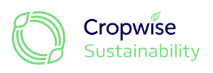 Logotipo de Cropwise Sustainability con ícono circular verde y texto azul y verde