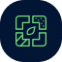 Green expand icon on a dark background