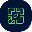 Green expand icon on a dark background