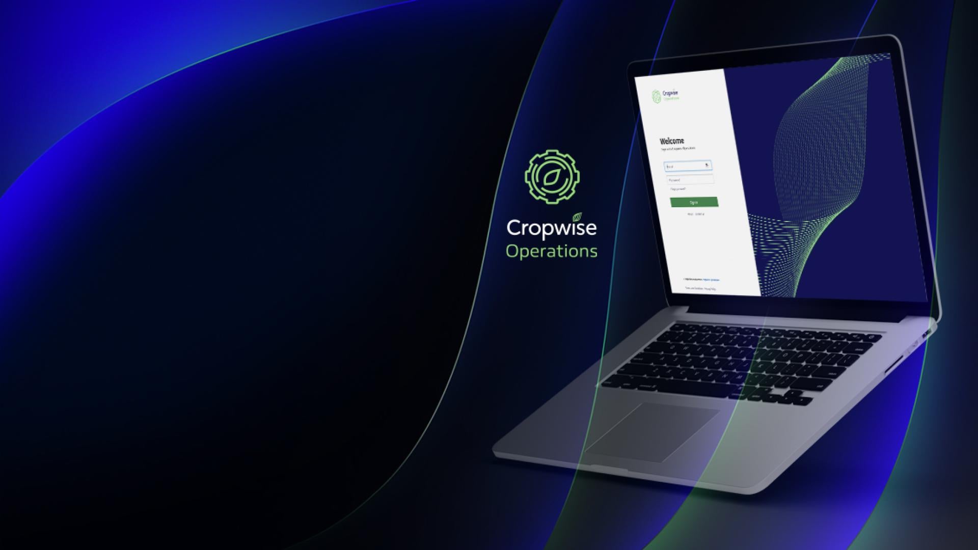 Логотип "Cognitive Computing" поруч із ноутбуком на синьому градієнтному фоні