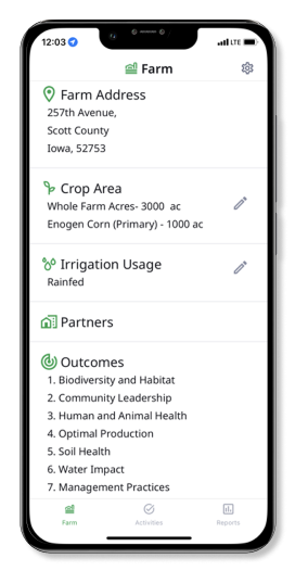 Cropwise Sustainability mobile example