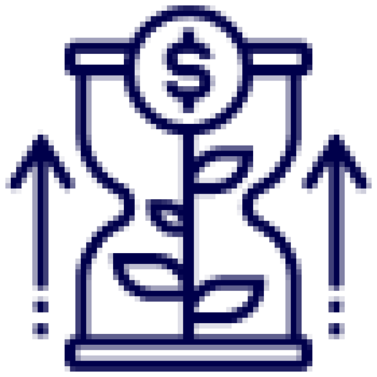 Blue line icon of a torso with arrows pointing up and down