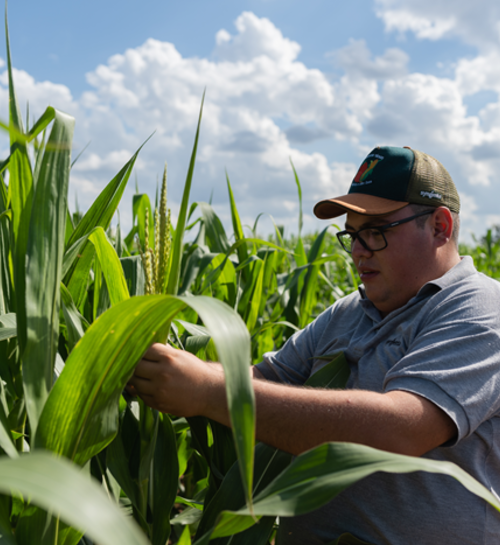 Agronomist in a corn field